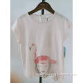 girls cotton knit flamingo print short sleeve top